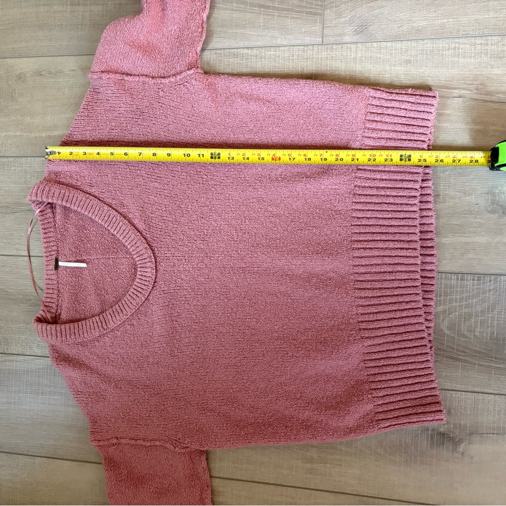 Free People Brookside Dusty Pink V-Neck Sweater tunic size XS - Picture 9 of 10
